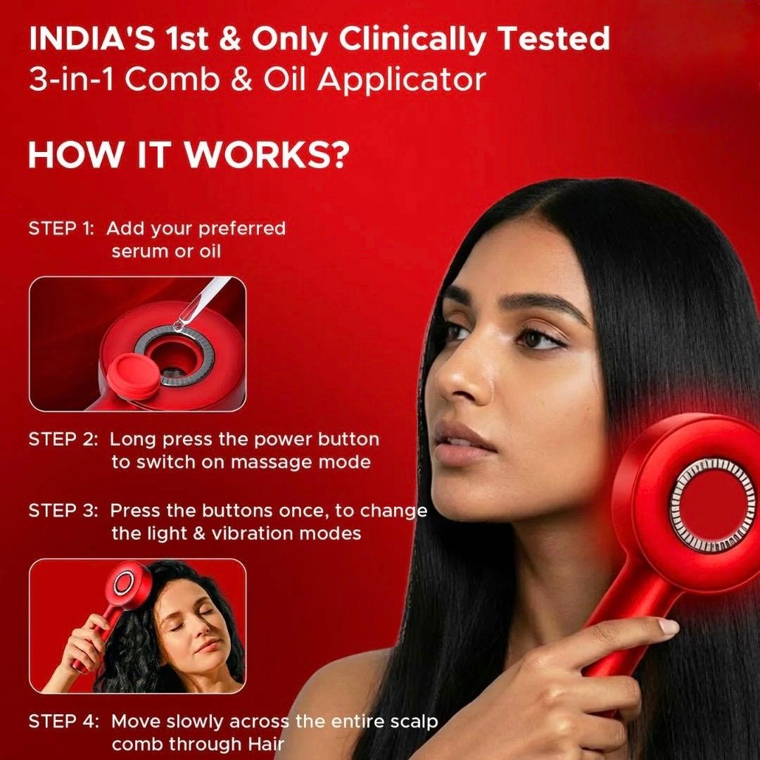 Elryn 3-1 Red Light Therapy Scalp Massager and Oil Applicator