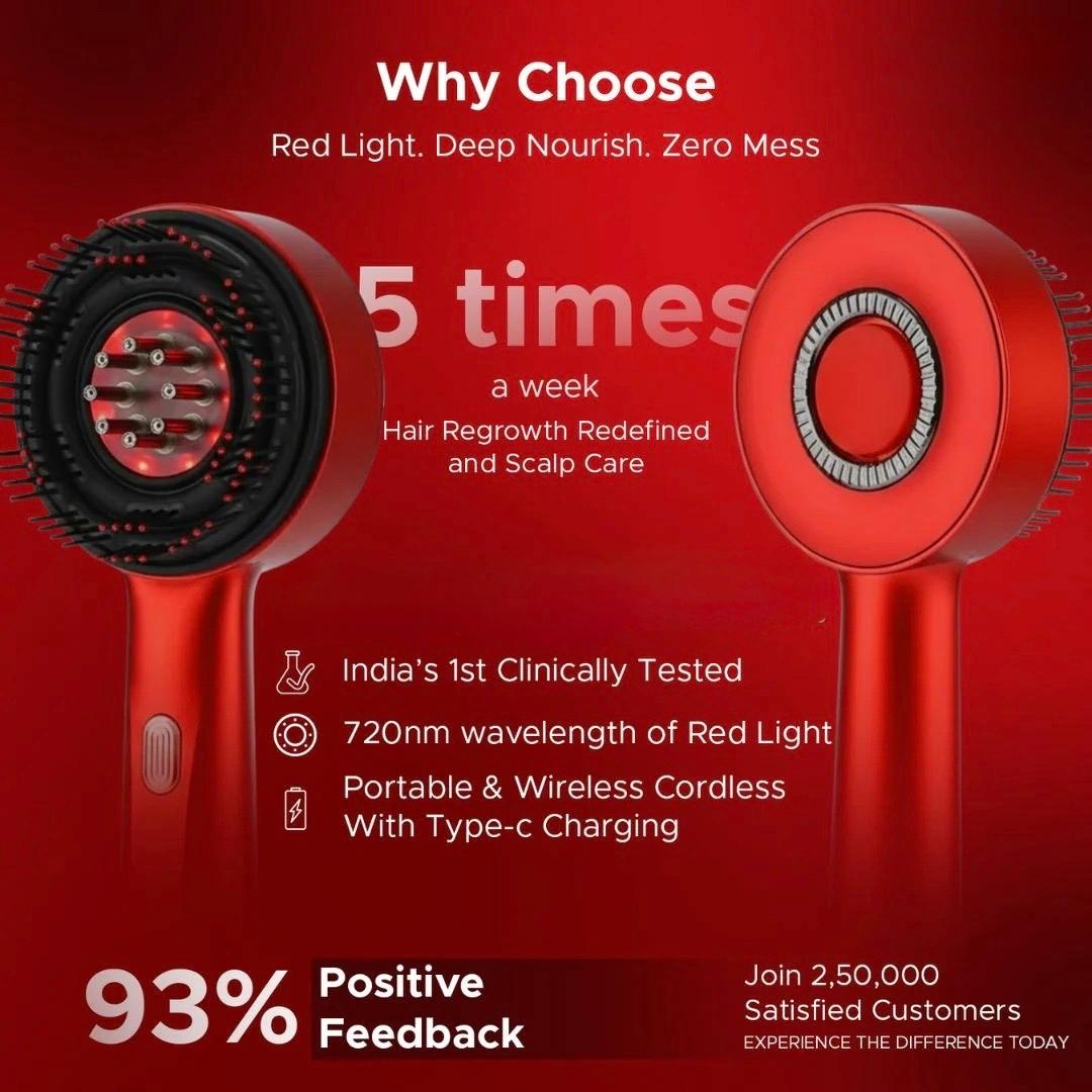 Elryn 3-1 Red Light Therapy Scalp Massager and Oil Applicator